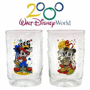 Walt Disney World McDonald's Glasses Set Of 2‎ Millenium Celebration 2000 Mickey